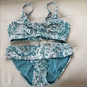 Elegant Teal Paisley Bikini Set
